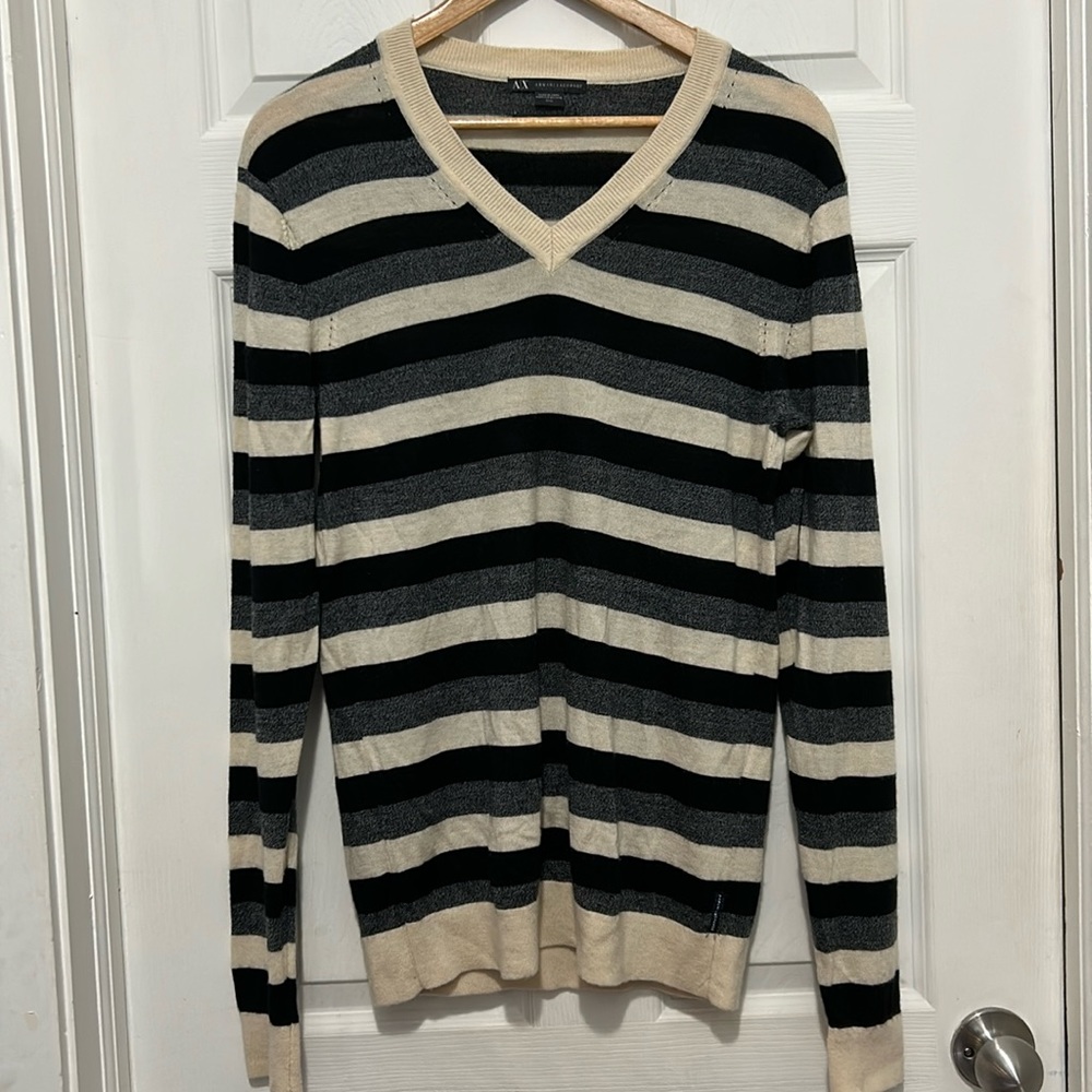 ARMANI EXCHANGE V neck merino wool sweater.  Size M.
